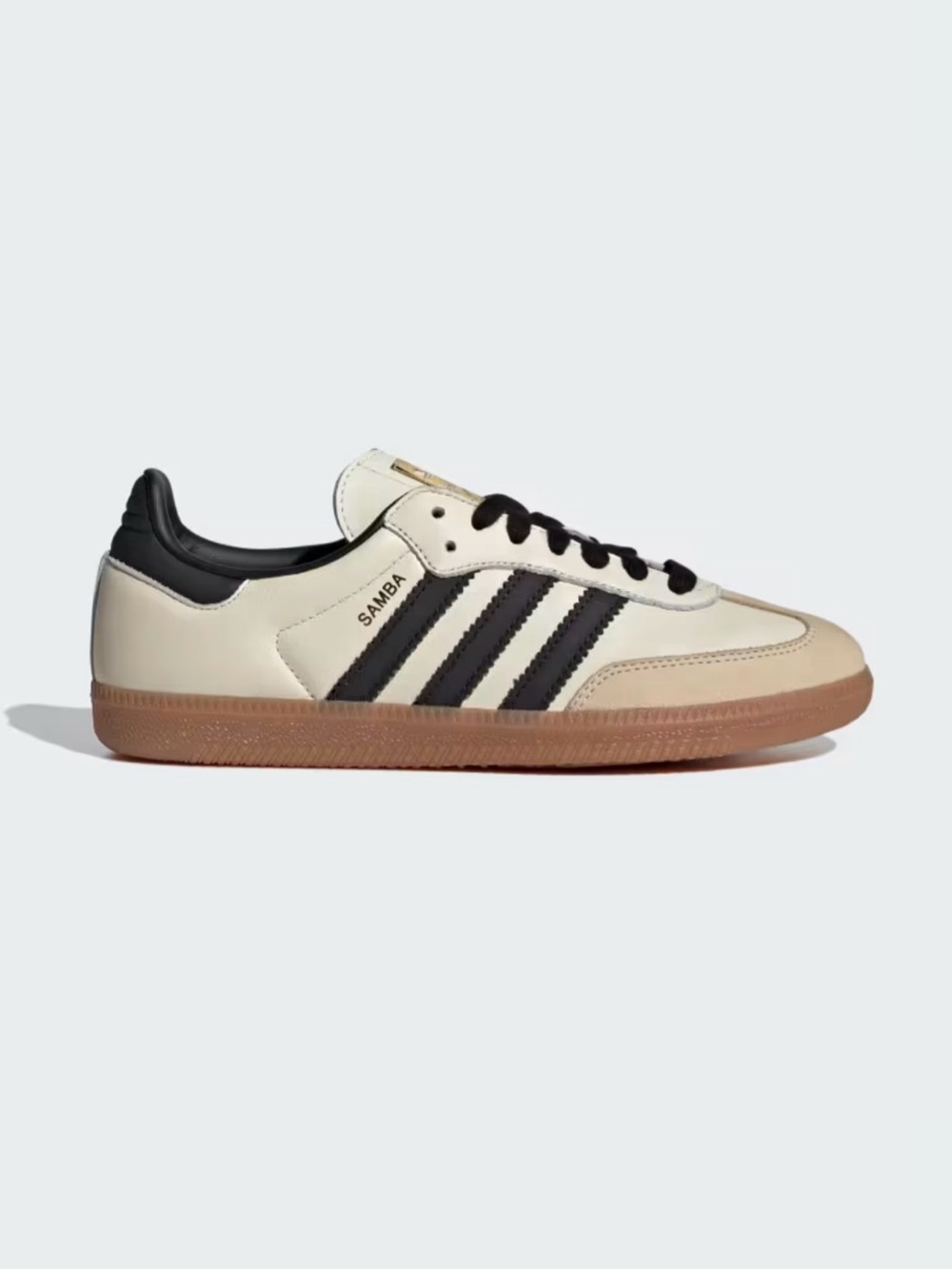 Adidas OG Samba 8 Sneakers in Cream White & Core Black Sand Strata Gum Sole - Picture 1 of 11